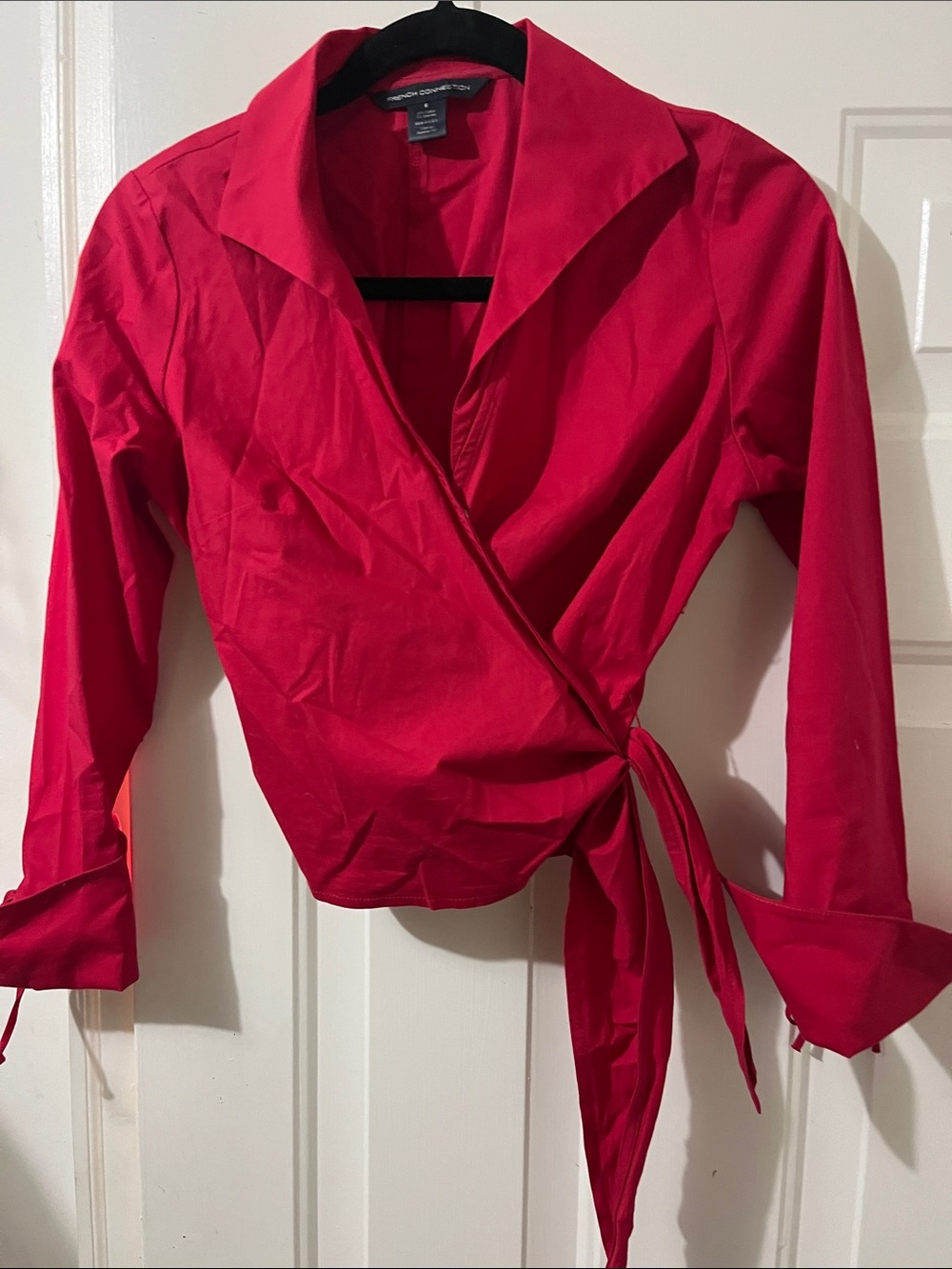 French Connection Wrap Blouse in deep Red